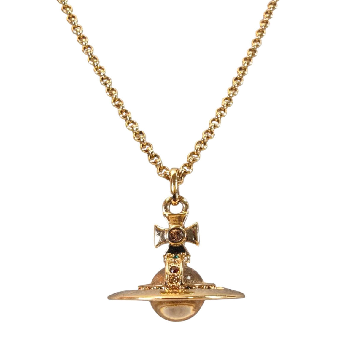 Vivienne Westwood ヴィヴィアン プチオーブ ネックレス ラインストーン ゴールド 管理番号：10462