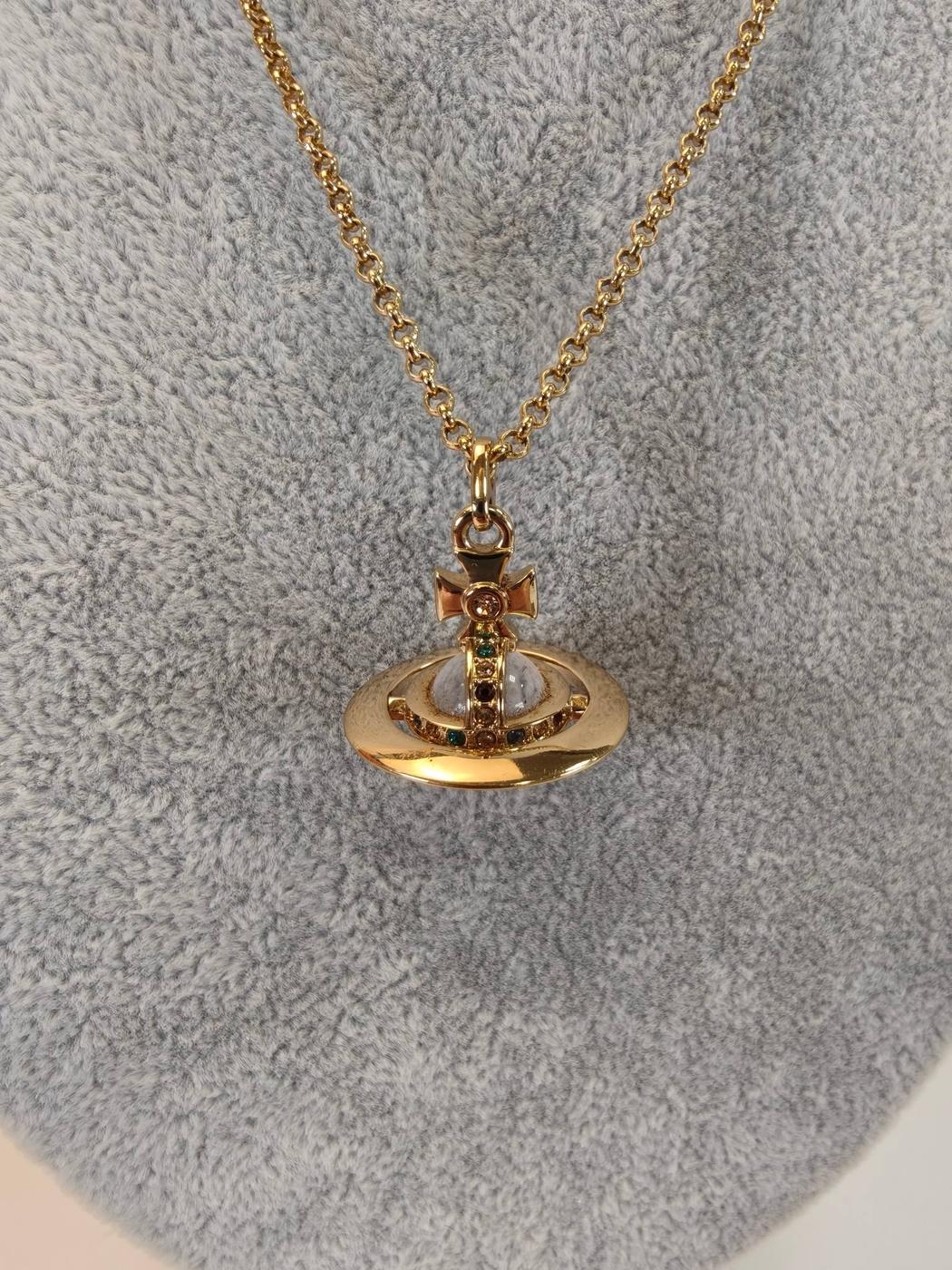 Vivienne Westwood ヴィヴィアン プチオーブ ネックレス ラインストーン ゴールド 管理番号：10462