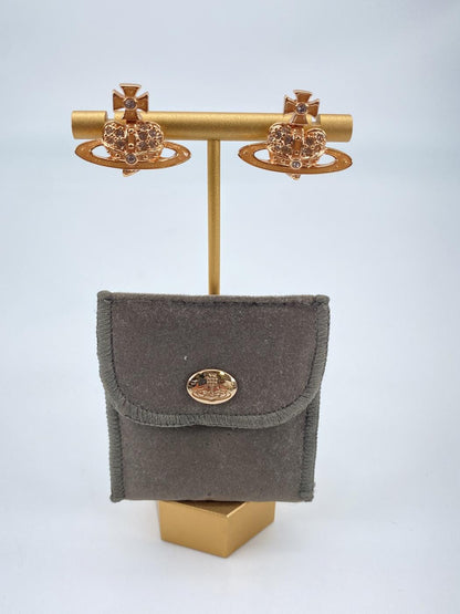 ヴィヴィアン・ウエストウッド ピアス アクセサリー ラインストーン付き ハートオーブ ピンクゴールド×ピンク Vivienne Westwood 管理番号：8929