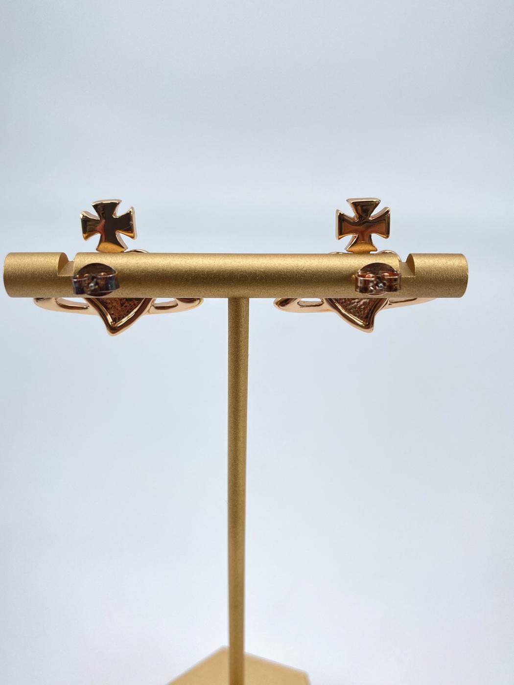 ヴィヴィアン・ウエストウッド ピアス アクセサリー ラインストーン付き ハートオーブ ピンクゴールド×ピンク Vivienne Westwood 管理番号：8929