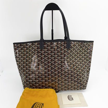 GOYARD Saint Louis PM黑色人字纹皮革手提包。参考编号：9056。