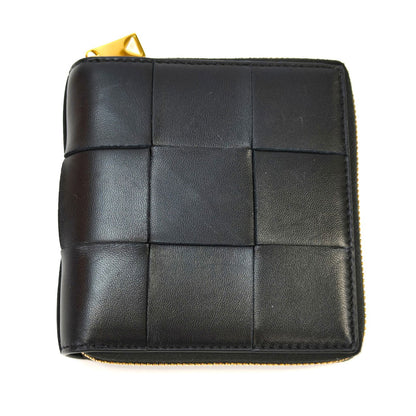 BOTTEGA VENETA ボッテガヴェネタ カセット コンパクトジップアラウンドウォレット 2つ折り 財布 ブラック 管理番号：10433