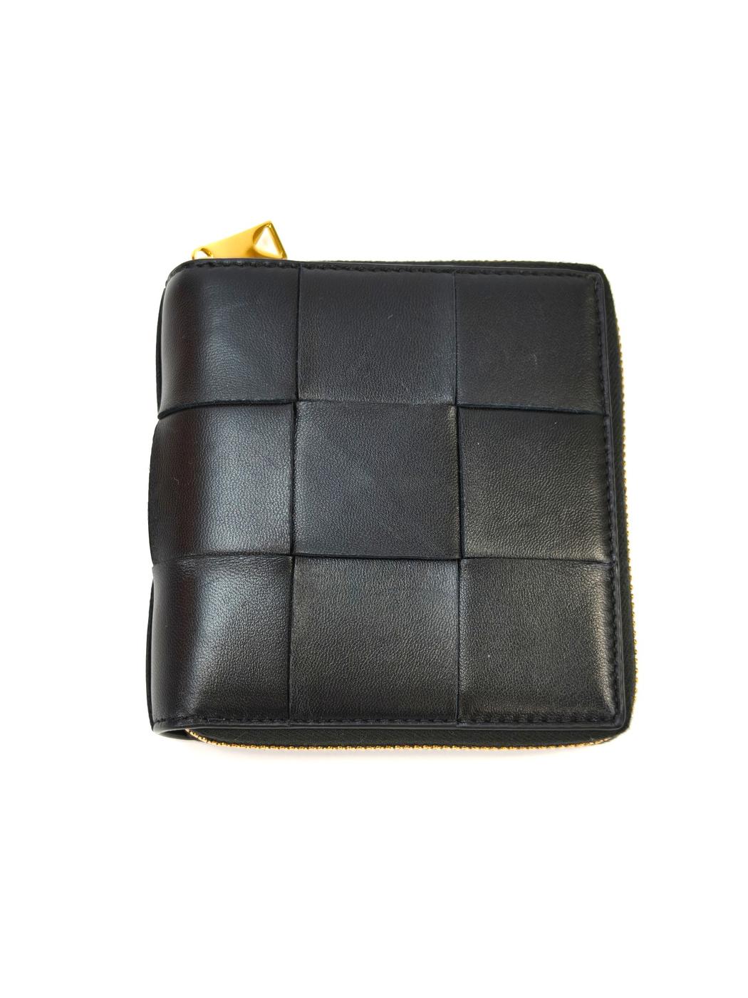 BOTTEGA VENETA ボッテガヴェネタ カセット コンパクトジップアラウンドウォレット 2つ折り 財布 ブラック 管理番号：10433